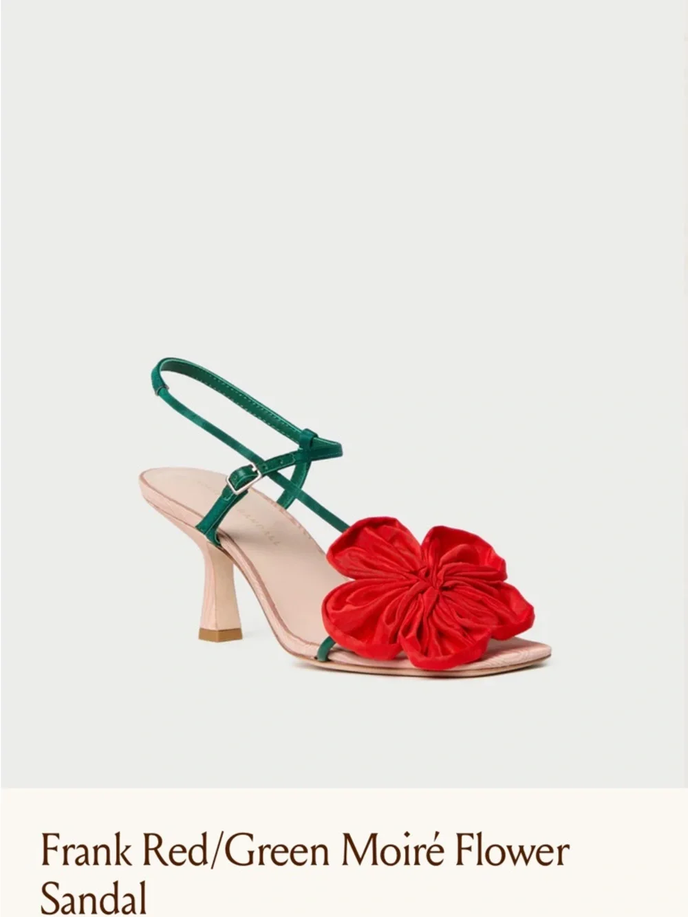 Loeffler Randall Red Floral Front-Strap Sandals with Green Ankle Straps - Picture 7 of 7